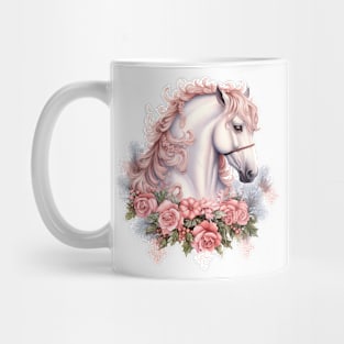 Pink Floral Christmas Horse Mug